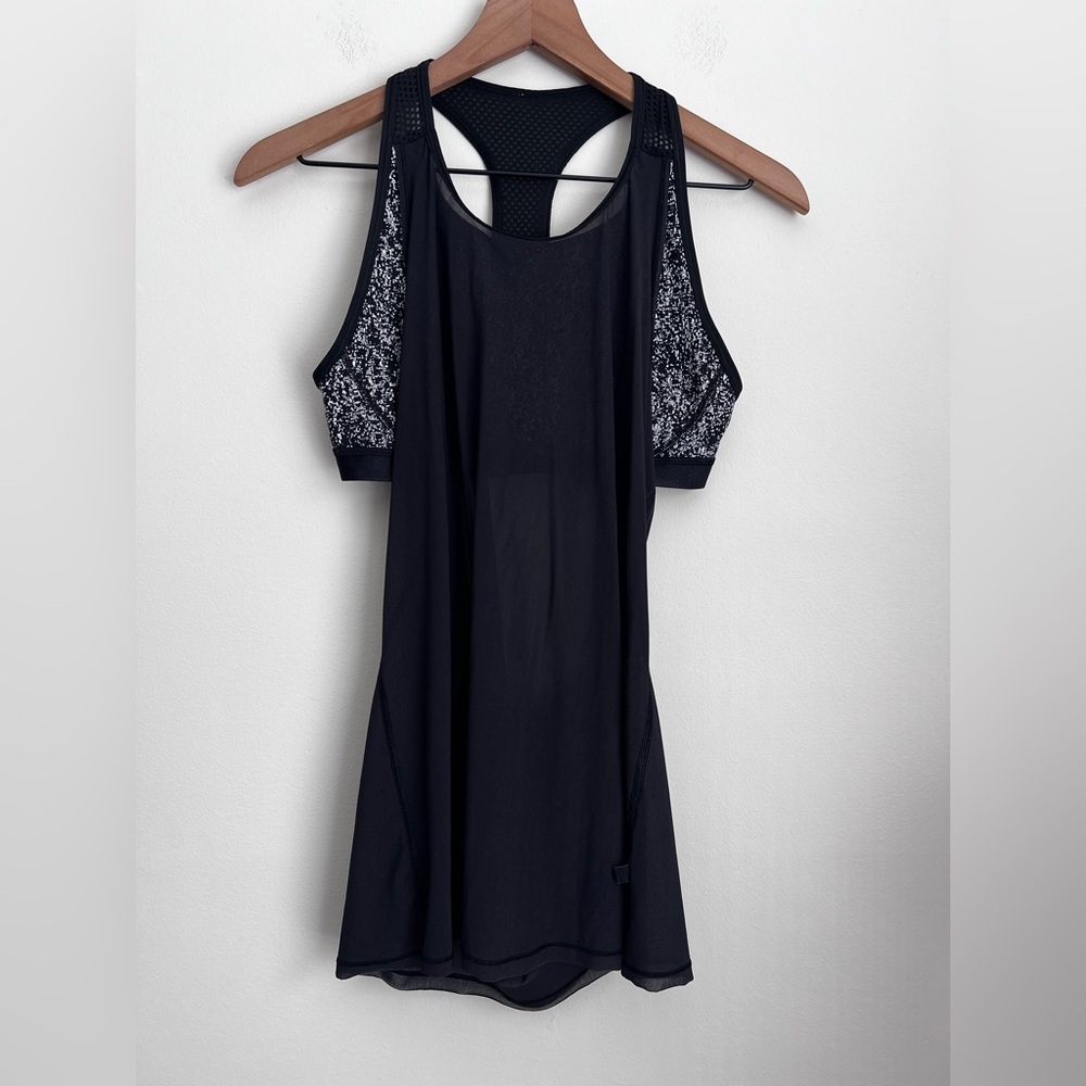 Lululemon Fit Physique Tank Womens 8 Black Built In Bra Draped Open Back